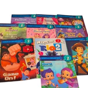 Step Into Reading Level 2 Bundle of 10 Books Disney Barbie Pixar